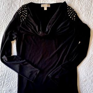 NEW | Michael Kors | Women's Blouse | Black with Studs on Shoulder-pads